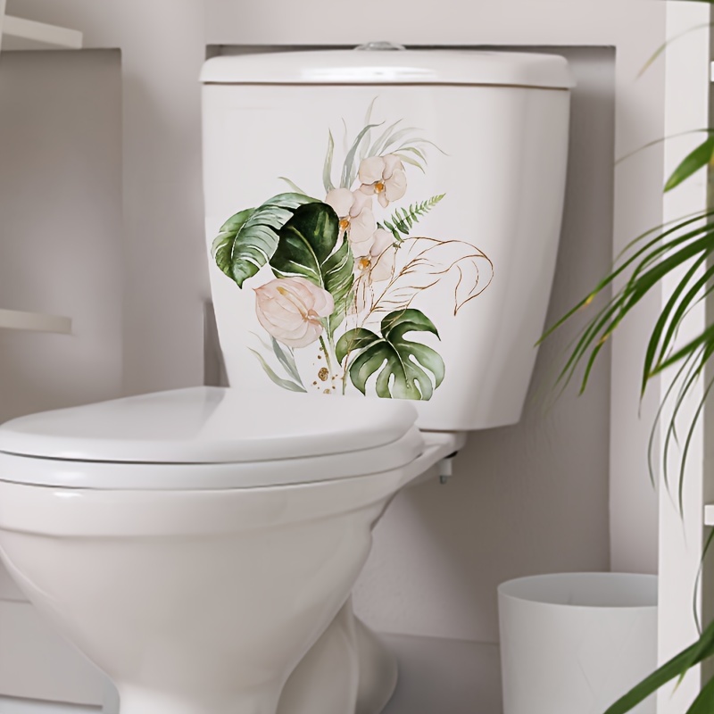 1pc Plant & Vase Design Toilet Sticker For Bathroom Decor