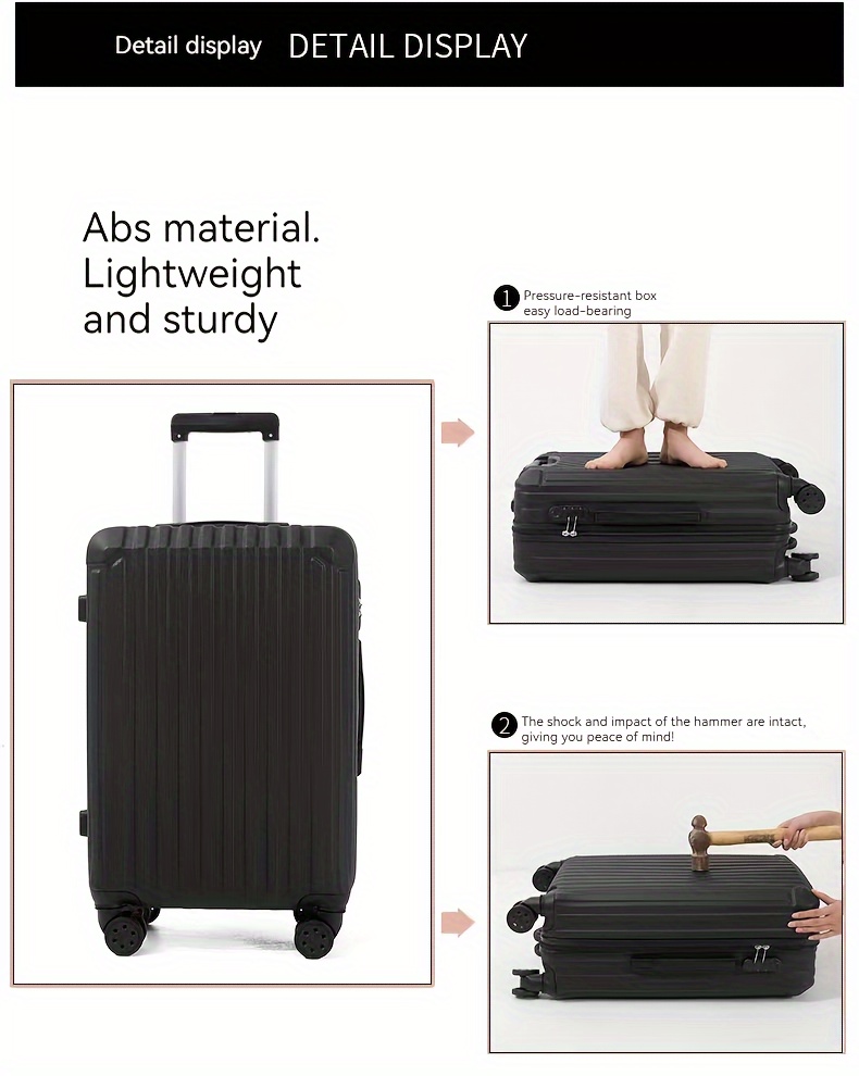 1pc durable luggage box solid color travel trolley case lightweight travel suitcase details 3