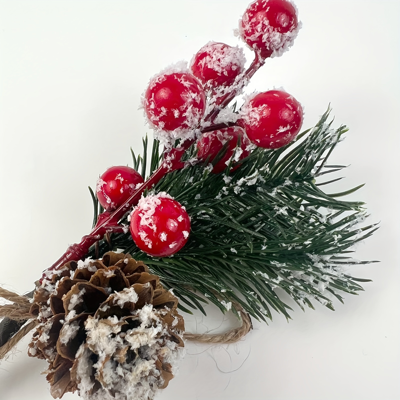10pcs Artificial Christmas Picks Branches, Christmas Berries Red Berry  Stems Pine Branches, Christmas Greenery Picks, Winter Foral Picks Holly  Stem Ar