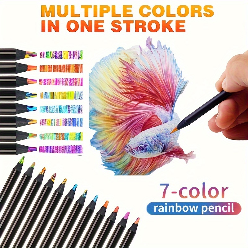 2/4/12Pcs Gradient Rainbow Pencils Jumbo-Colored Pencils for Adults  Multicolored Pencils for Art Drawing Coloring Sketching - AliExpress