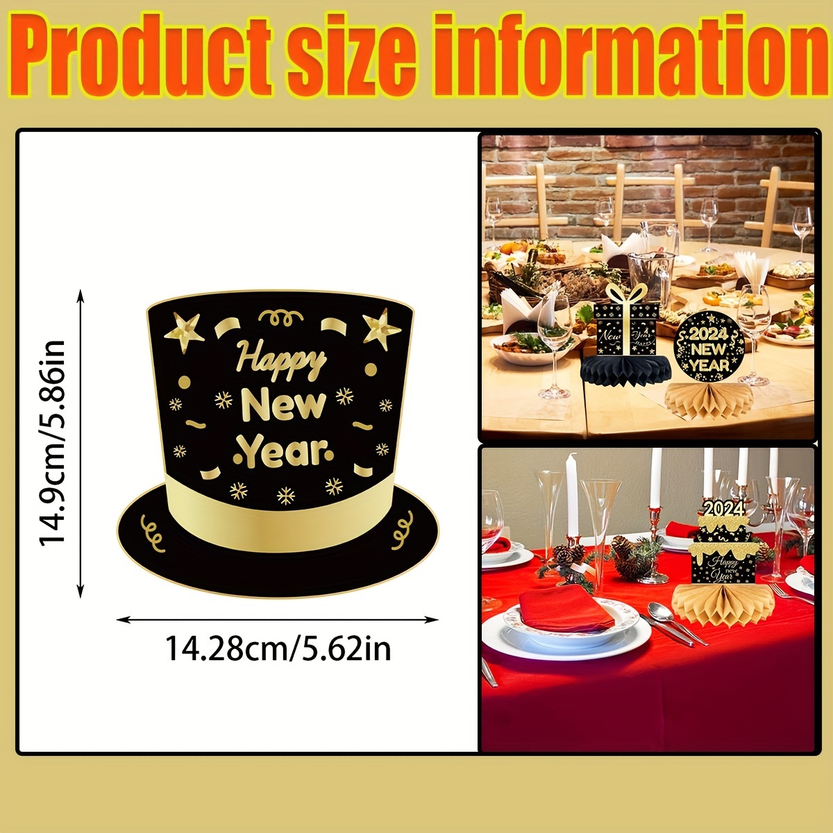 6 Pieces Chinese New Year Decoration 2024 Happy New Year Honeycomb  Centerpieces Happy New Year Decorations Red & Gold Lunar New Year Table