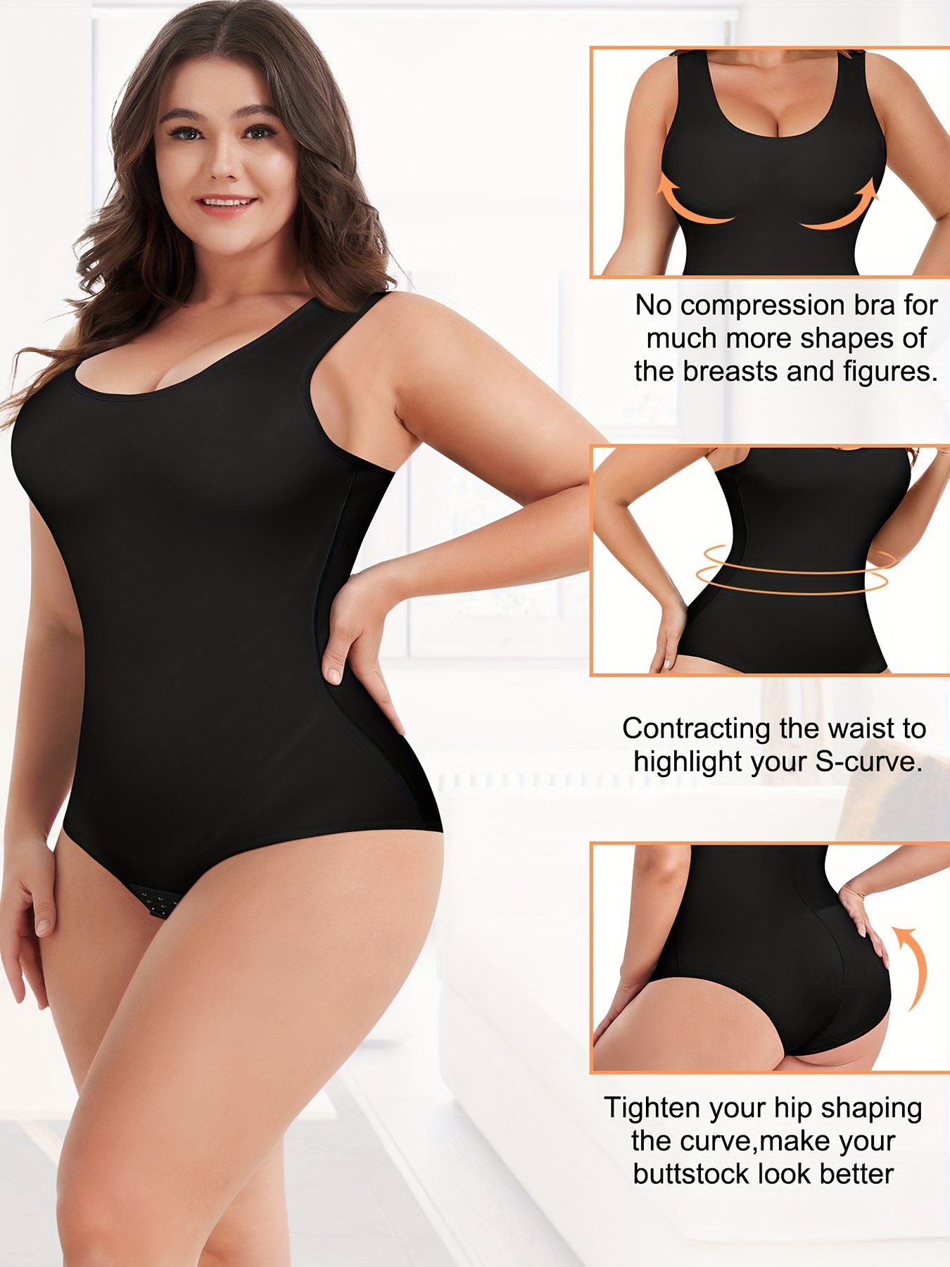  Tummy Tuck Compression Garment For Women Slimming Bodysuit  Plus Size Tank Tops For Going Out Black 3XL