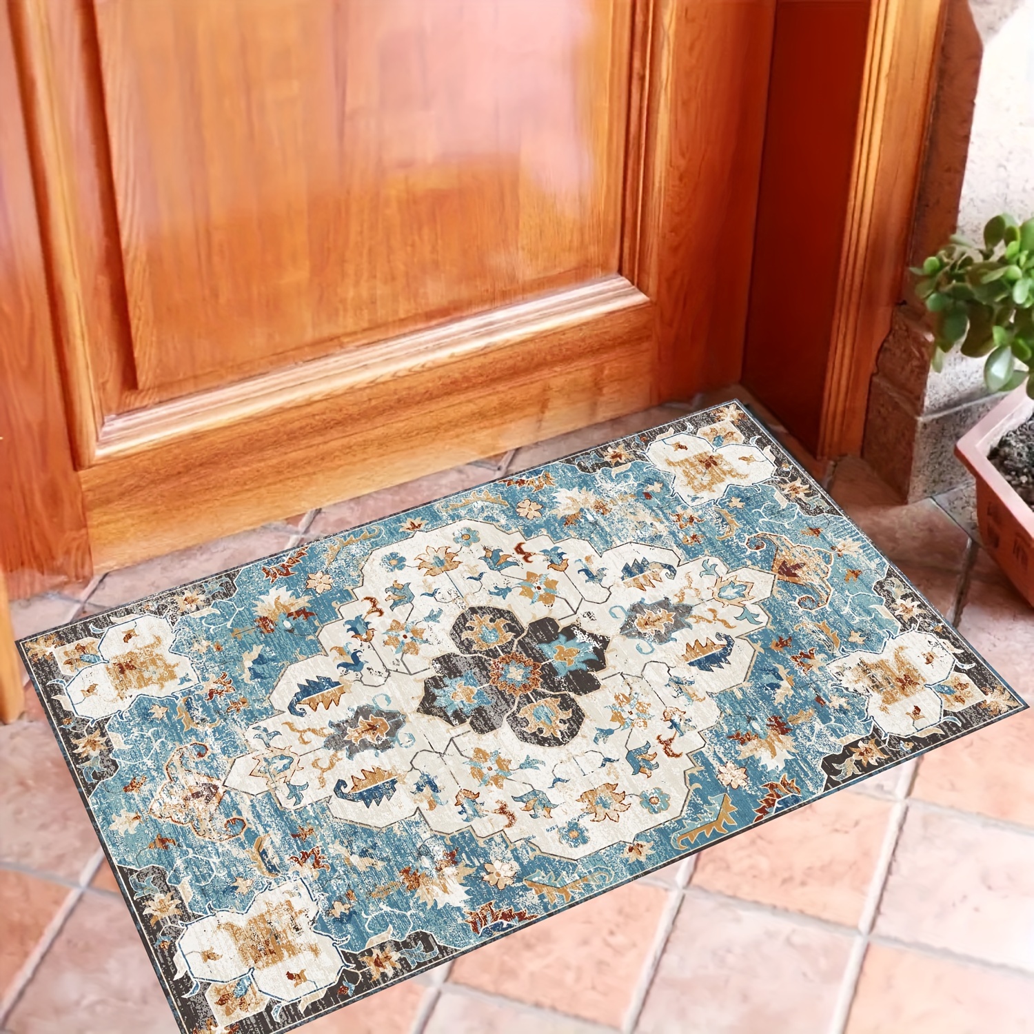 1pc Boho Medallion Area Rugs Ultra Thin Foldable Persian