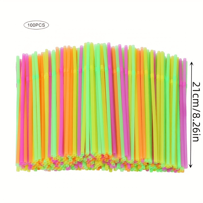 Fluorescent Plastic Bendable Drinking Straws Disposable - Temu