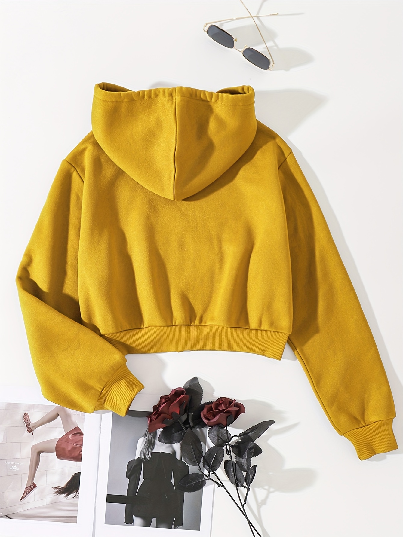 Yellow hot sale cropped hoodies