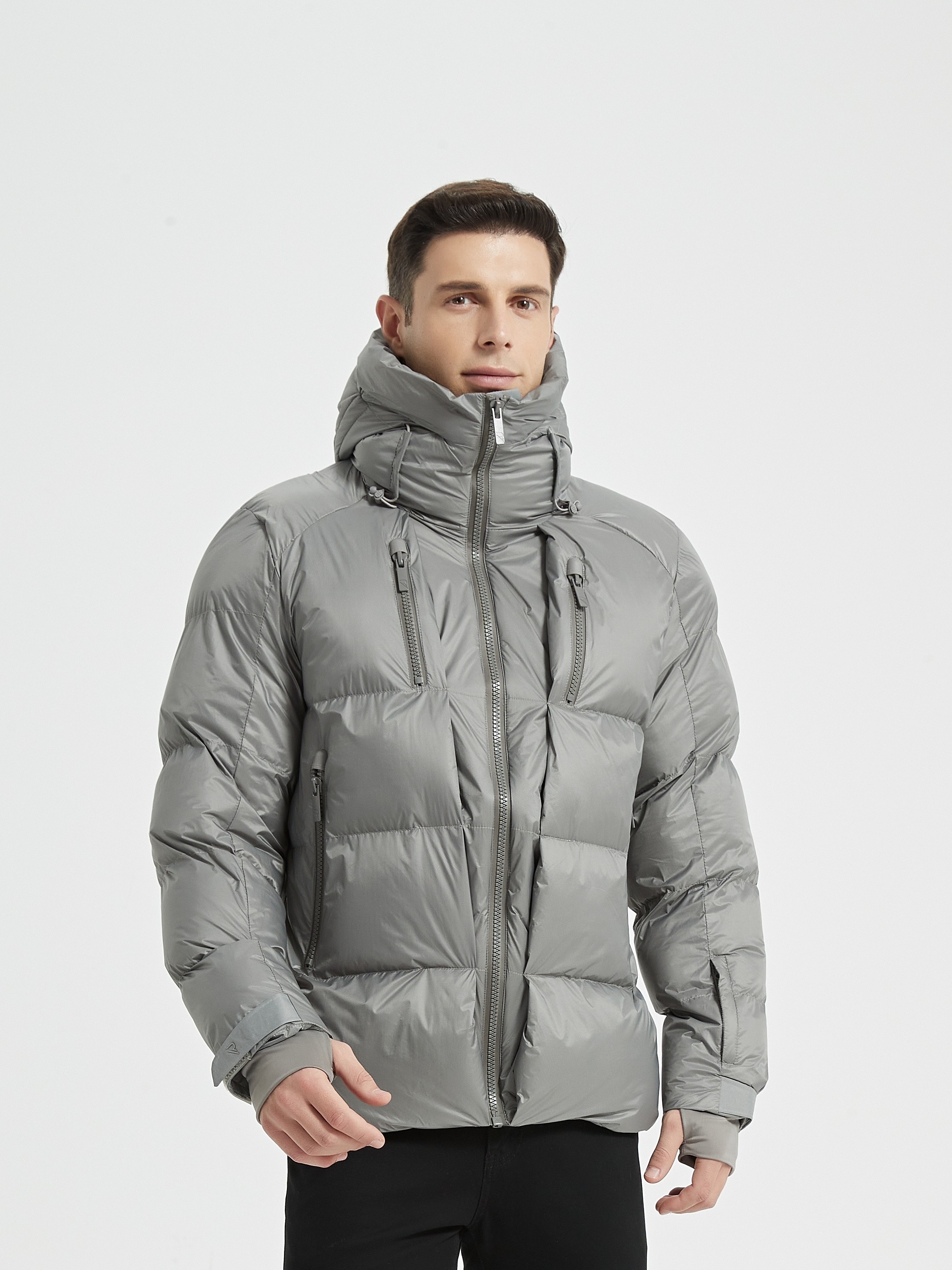 manteau chaud à capuche fermeture éclair doudoune veste homme