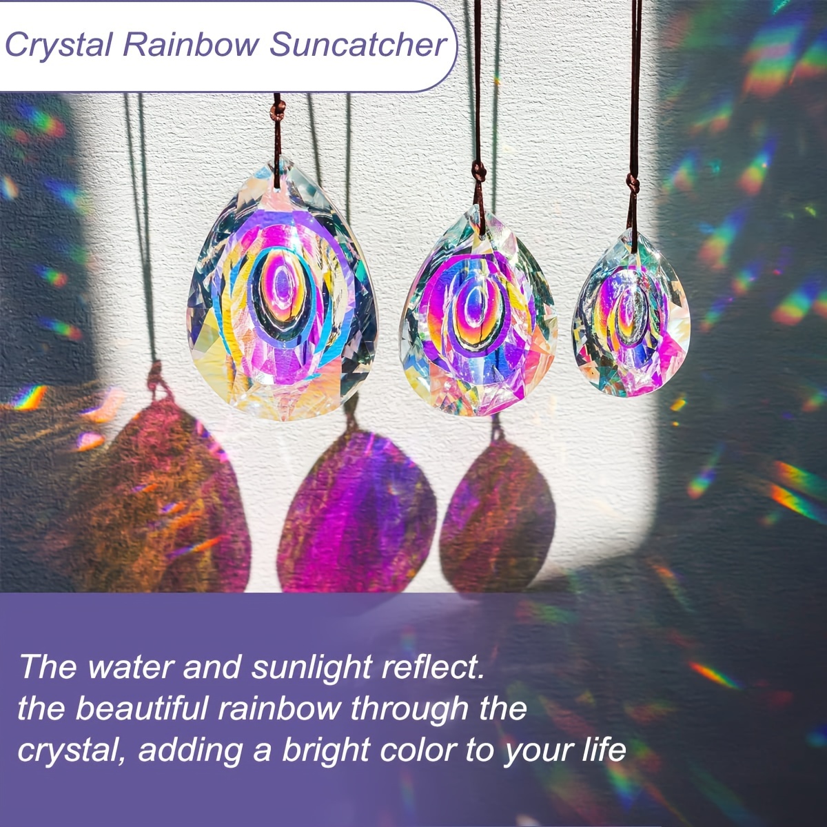 3pcs Cristal Suncatcher Prism Pendant Rainbow Maker Hanging Suncatchers  Avec Chaîne Fenêtre Sun Catcher Pour Noël Mariage Décor (Couleur AB) - Temu  France