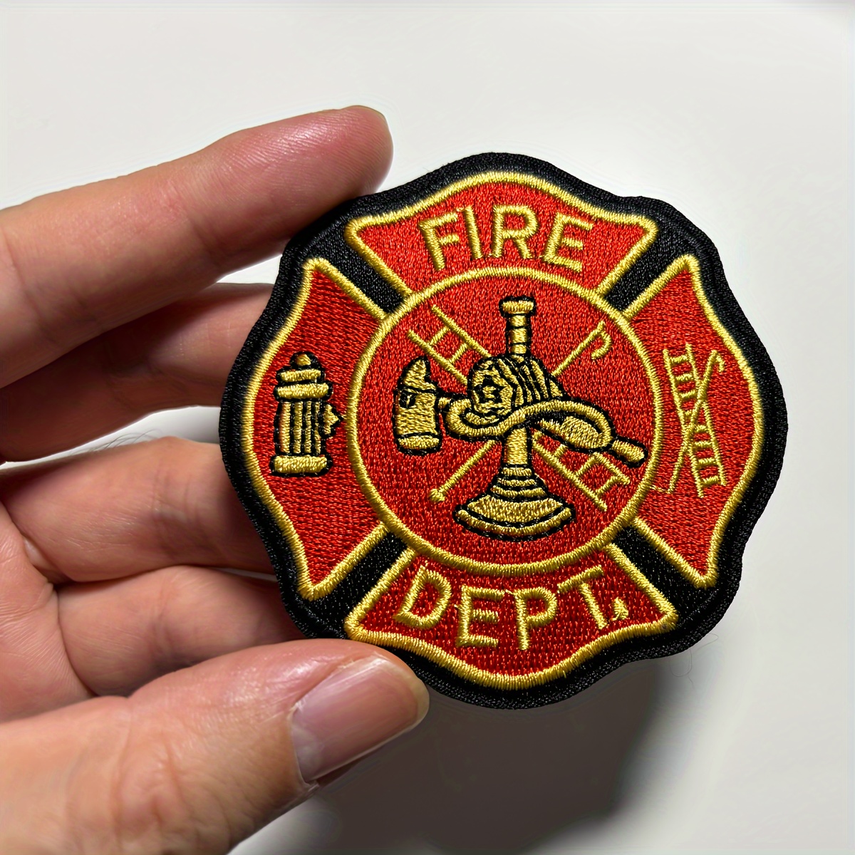 fire department shield cross embroidered patch