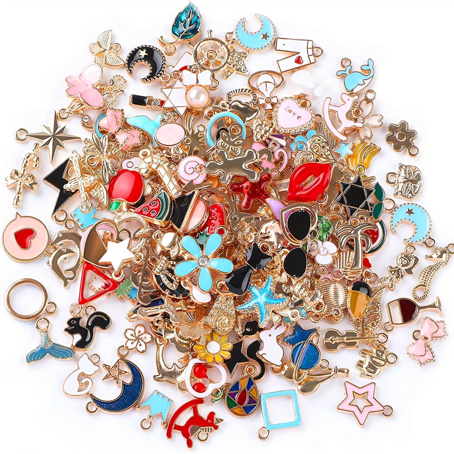 50pcs Enamel Charms For Jewelry Making Supplies Earring Bracelet