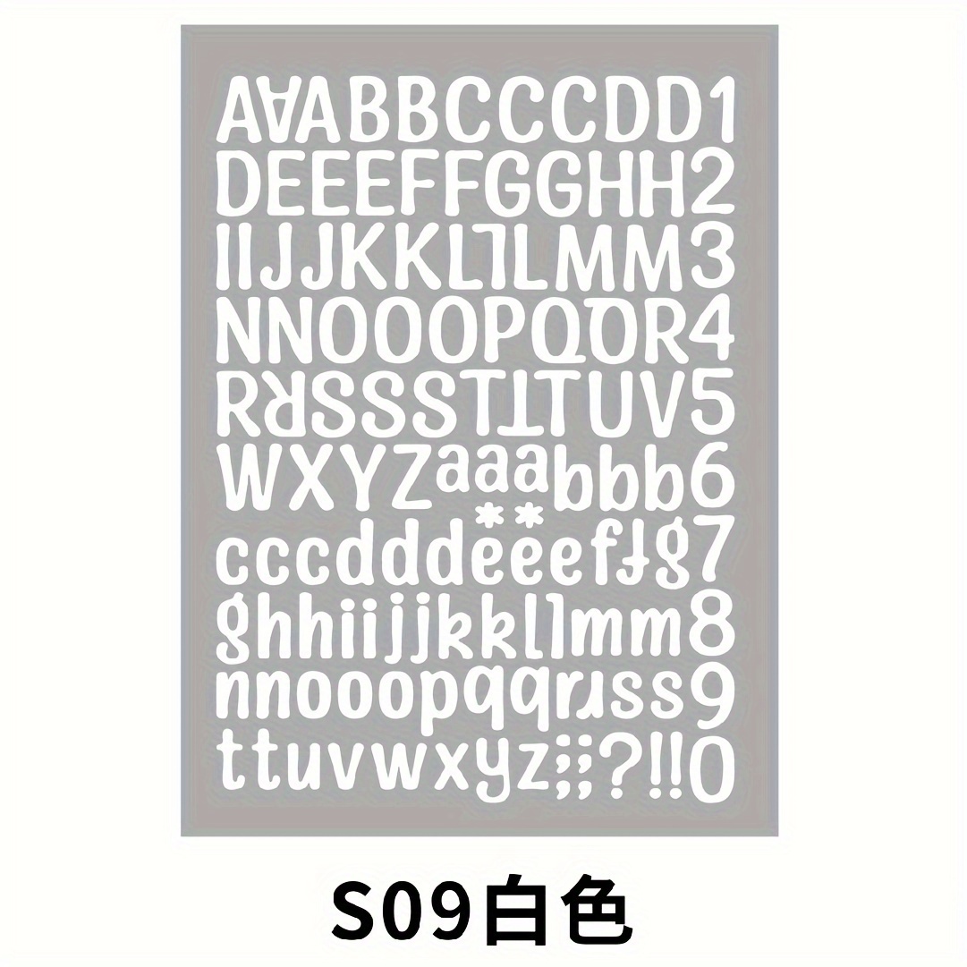 8 Sheets Vinyl Alphabet Letter Sticker Cursive Alphabet Letter 1 Inch White