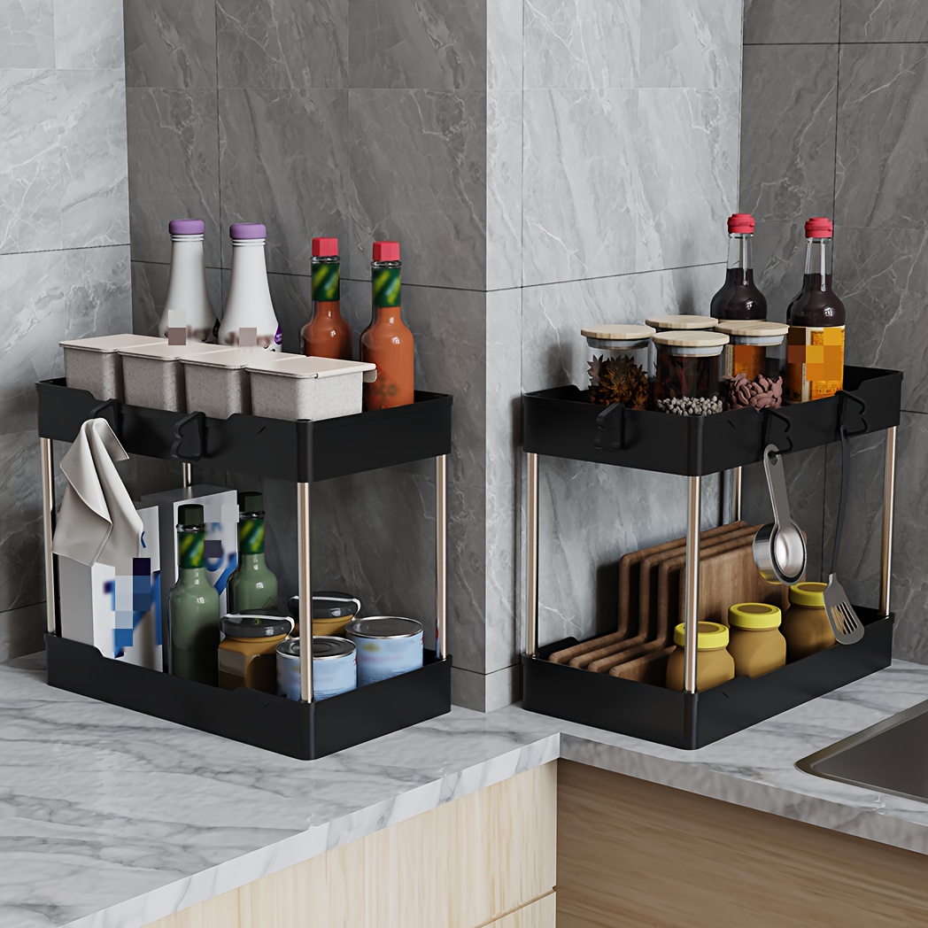 2 Packunder Sink Organizers,metal Pull Out Kitchen Cabinet