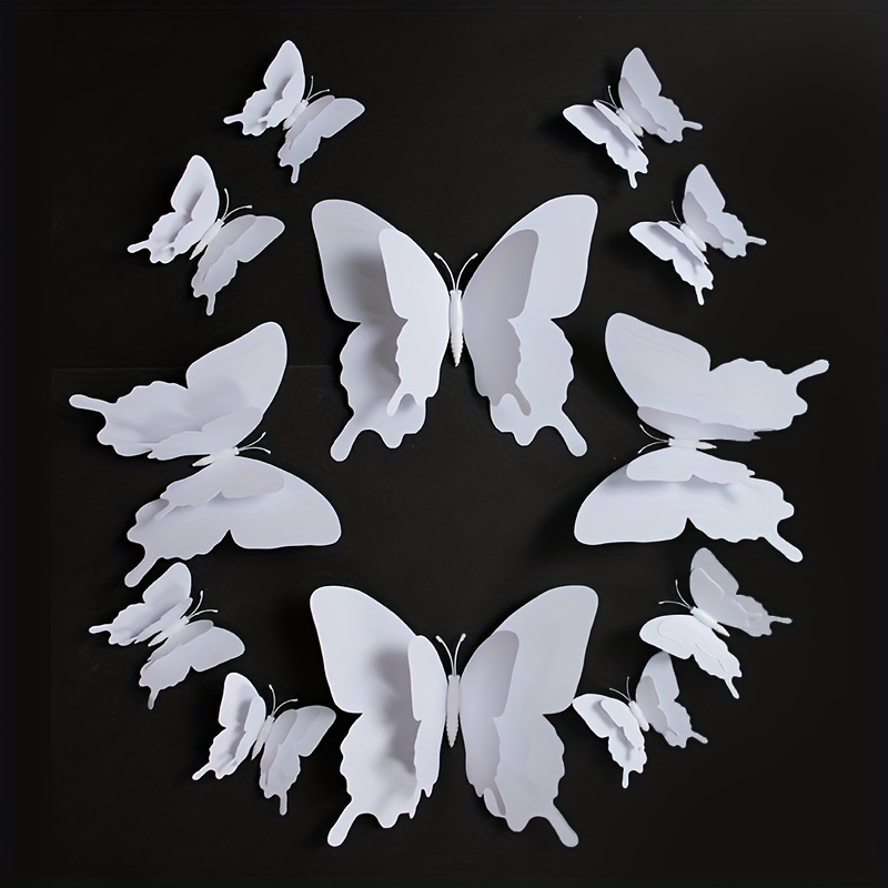 Pvc Three dimensional Simulation Black And White Butterfly - Temu
