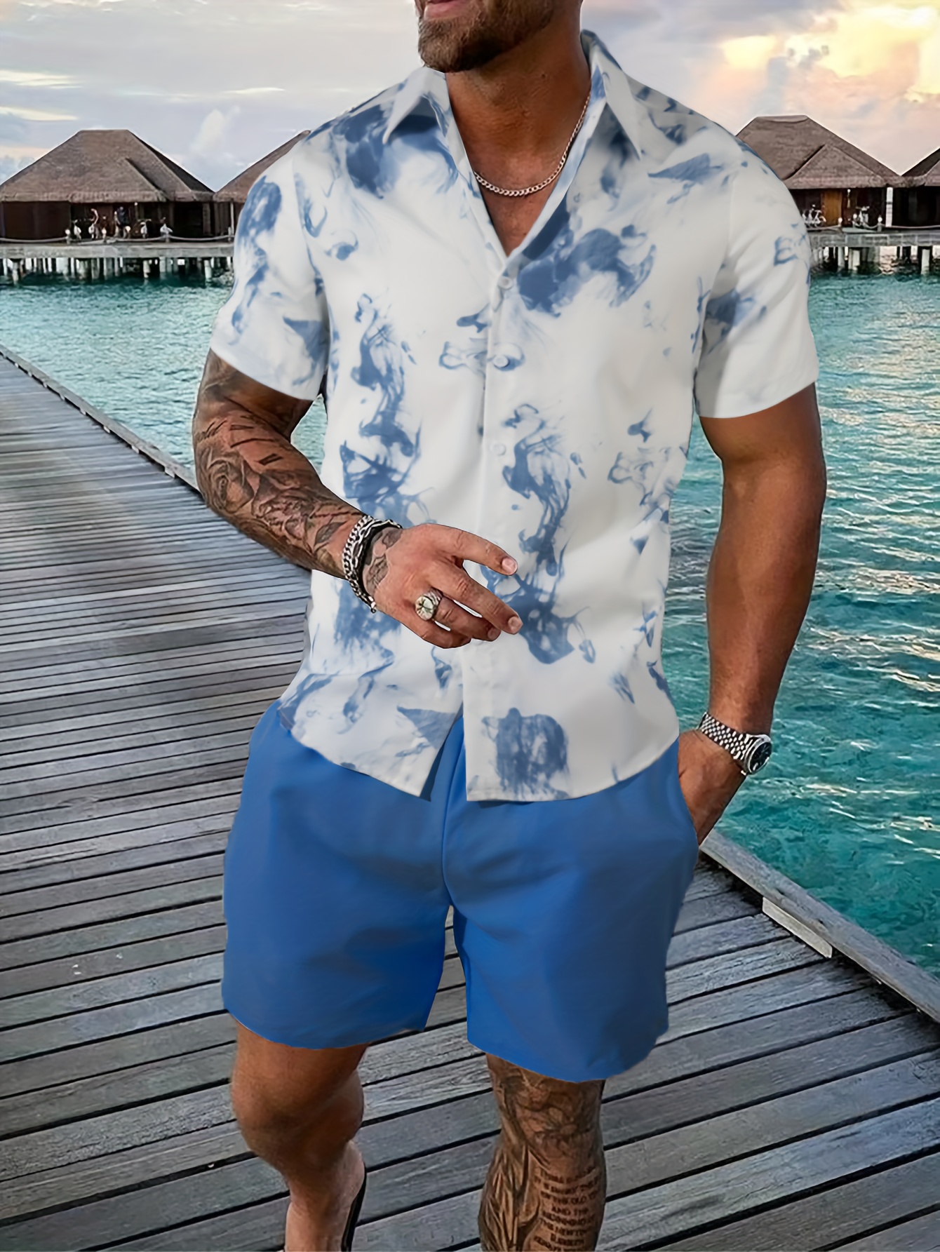 Men's Ebs Print Outfit - Comfortable And Stylish Crew Neck Tee And Shorts  For Summer Outdoor Activities - Temu Germany