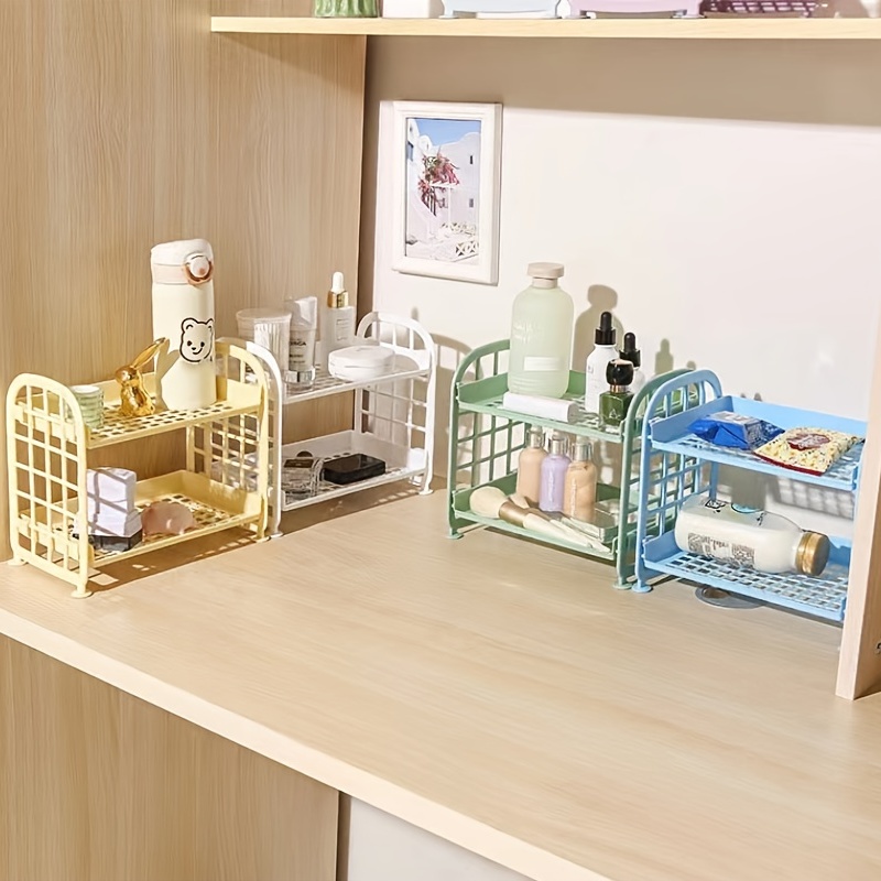 Hemoton Desktop Storage Rack Organizer Double-Layer Cosmetic Stationery  Storage Holder Table Sundries Display Shelf for Kitchen Bathroom Office  Dorm