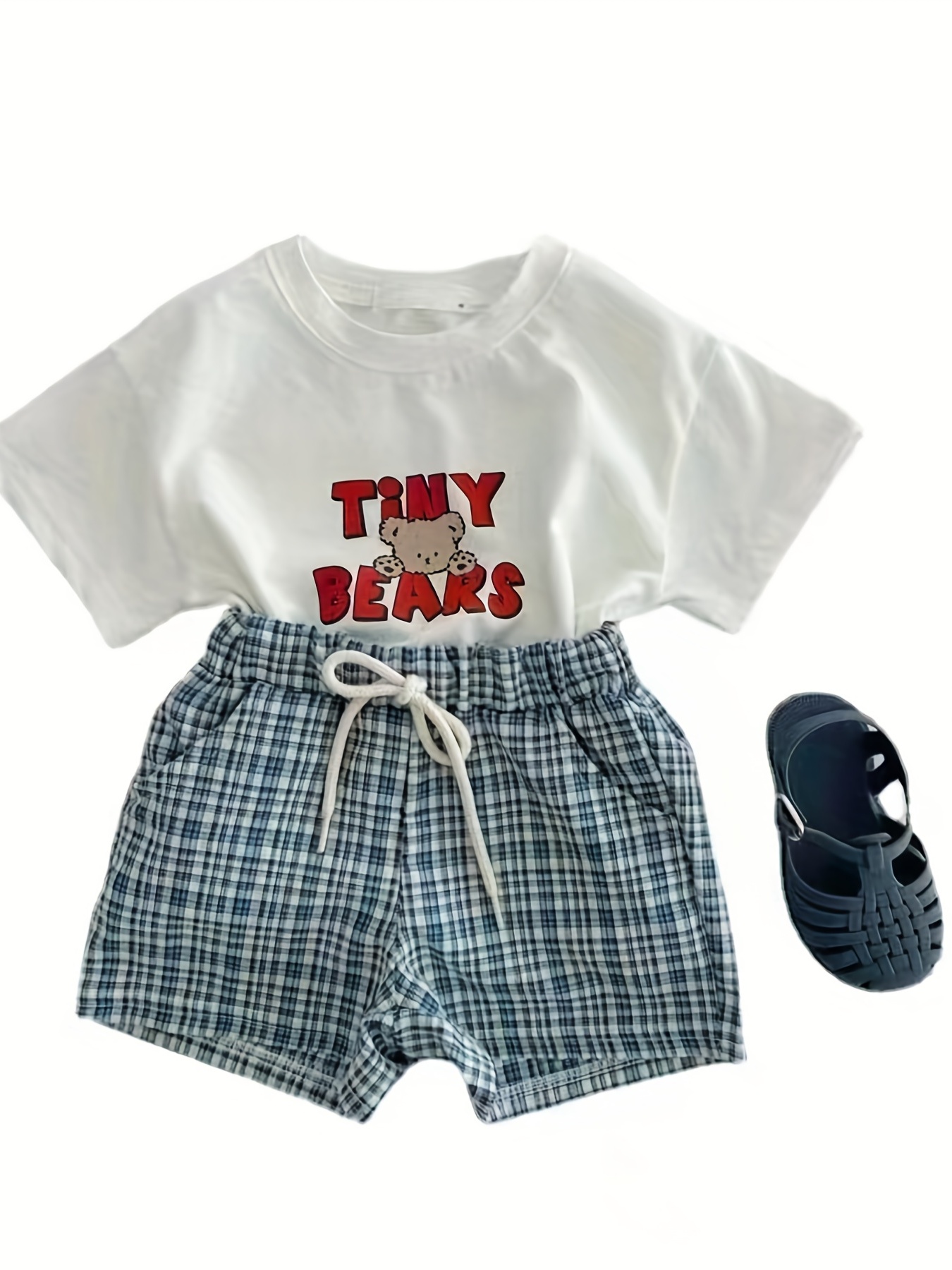 Baby Boys Plaid Stylish Matching Set Tees Top & Shorts Outfit - Temu