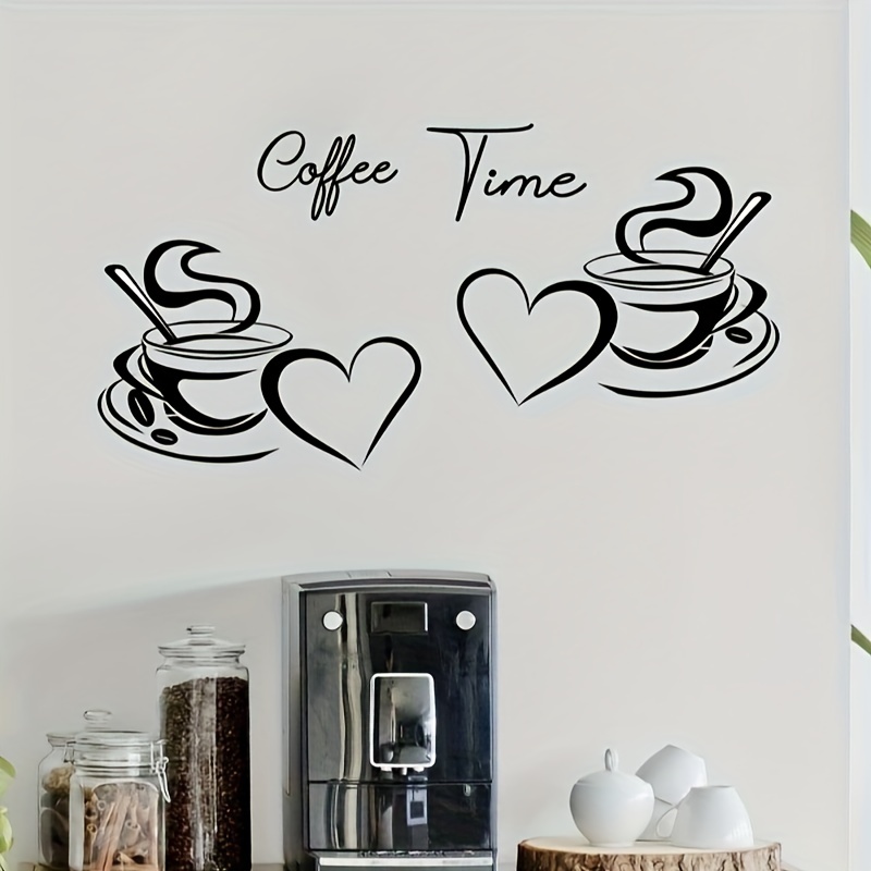 Caffè tè adesivi murali cucina macchina da caffè scaffale cartone