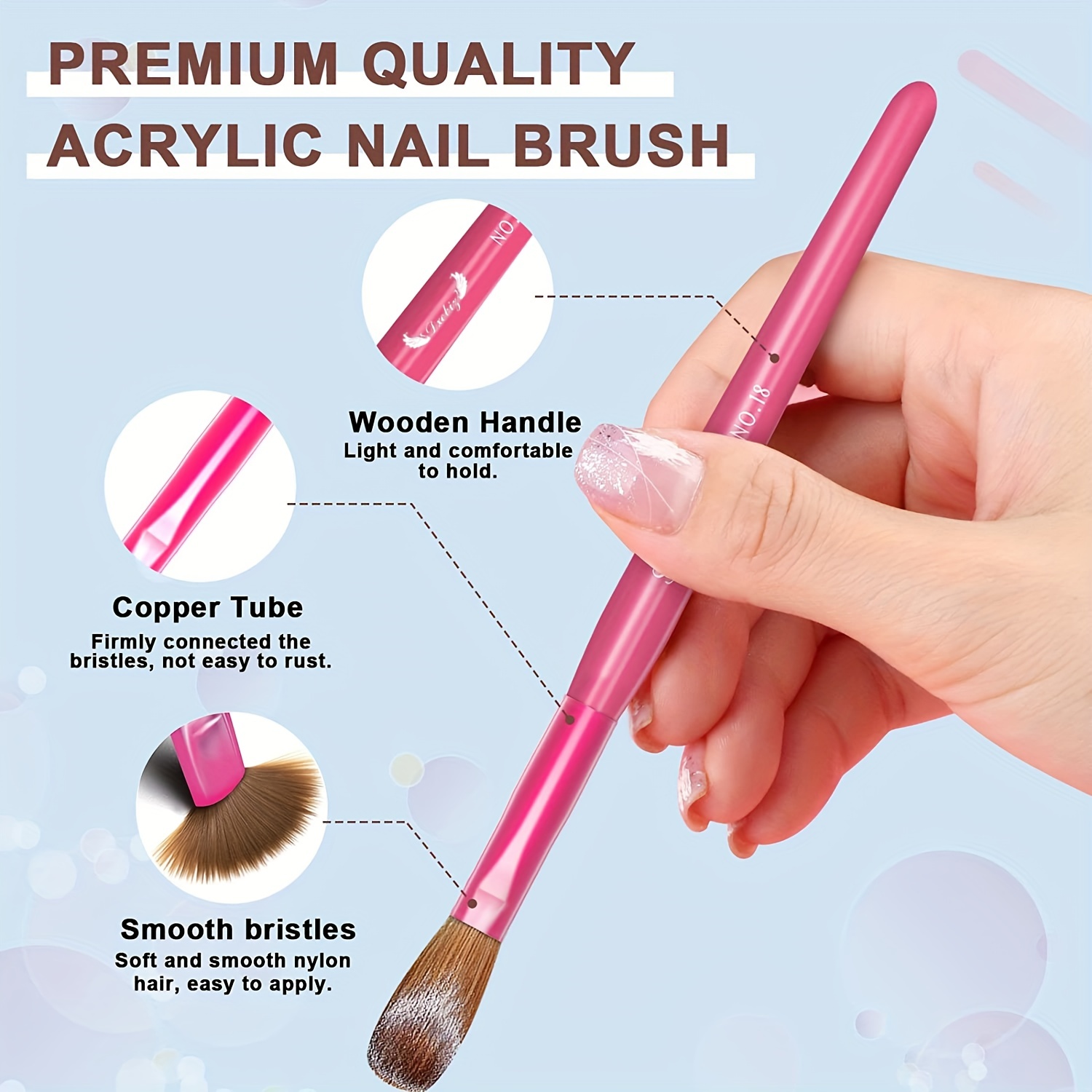 Nail Acrylic Brushes Set Nail Brush For Acrylic Application Professional  Nail Art Drawing Brushes For Nail Extension Acrylic Powder Manicure Diy At  Home Salon - Temu