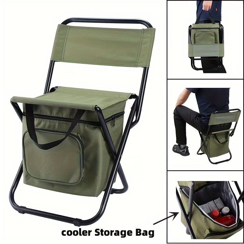 Portable Fishing Chair With Cooler Storage Bag Perfect - Temu