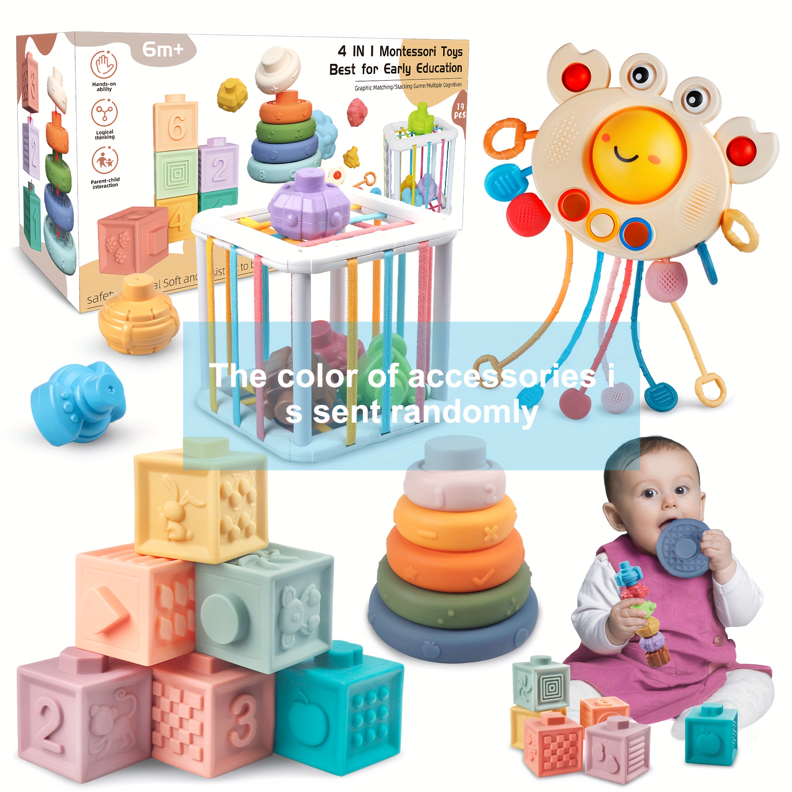 Jouets Montessori pour bébé de 18 mois, jouets sensoriels pour tout-petits,  jouets pour nourrissons de 1 à 2 ans, garçon et fille, cadeaux  d'anniversaire, activité de traction, motricité – les meilleurs produits
