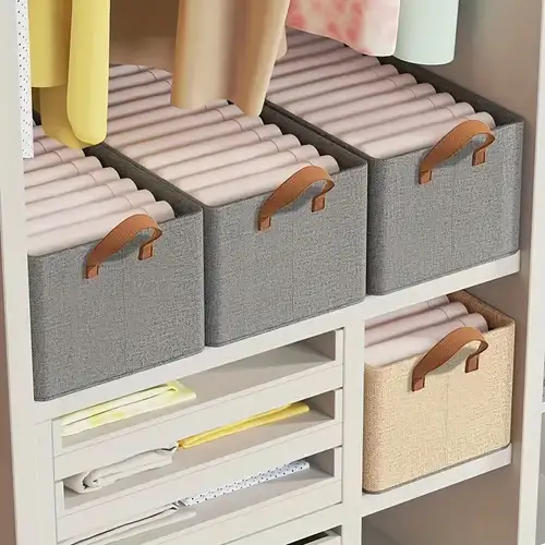 Foldable Storage Bin with Lid [1PCS] Decorative Storage Box Organizer  Containers Basket Cube with Handles Divider for Bedroom Closet Office  Living