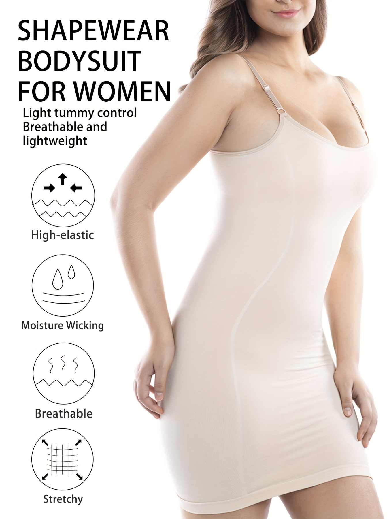 MD Womens Strapless Shapewear Full Body Slip Shaper Light Seamless