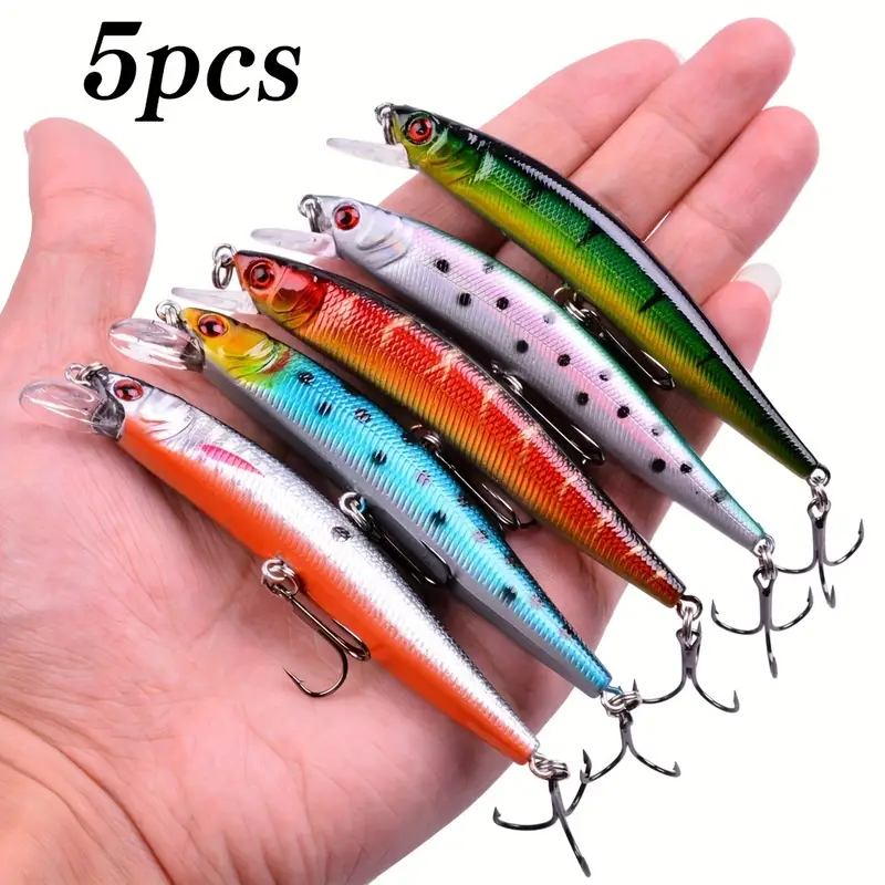 5pcs Minnow Wobblers Lure - 3D Eyes Hard Plastic Lures Crankbait -  10cm/3.94inch - 8g Fishing Tackle - Perfect for Fishing!