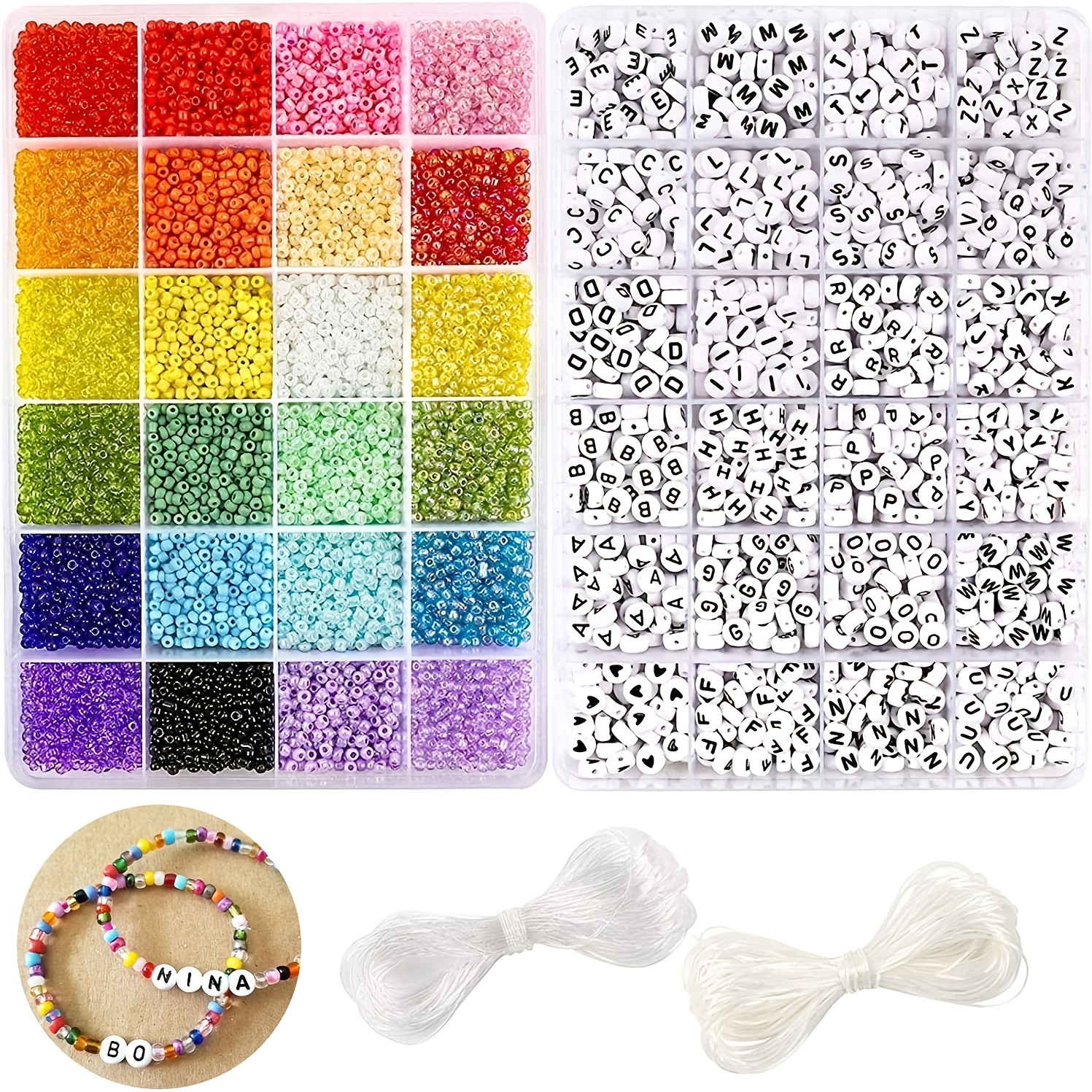  Kit de cuentas para hacer pulseras, 10800 piezas, 10800 piezas,  108 colores, cuentas de la amistad, 5 cajas de cuentas de letras para kit  de fabricación de joyas, regalo de 0.236