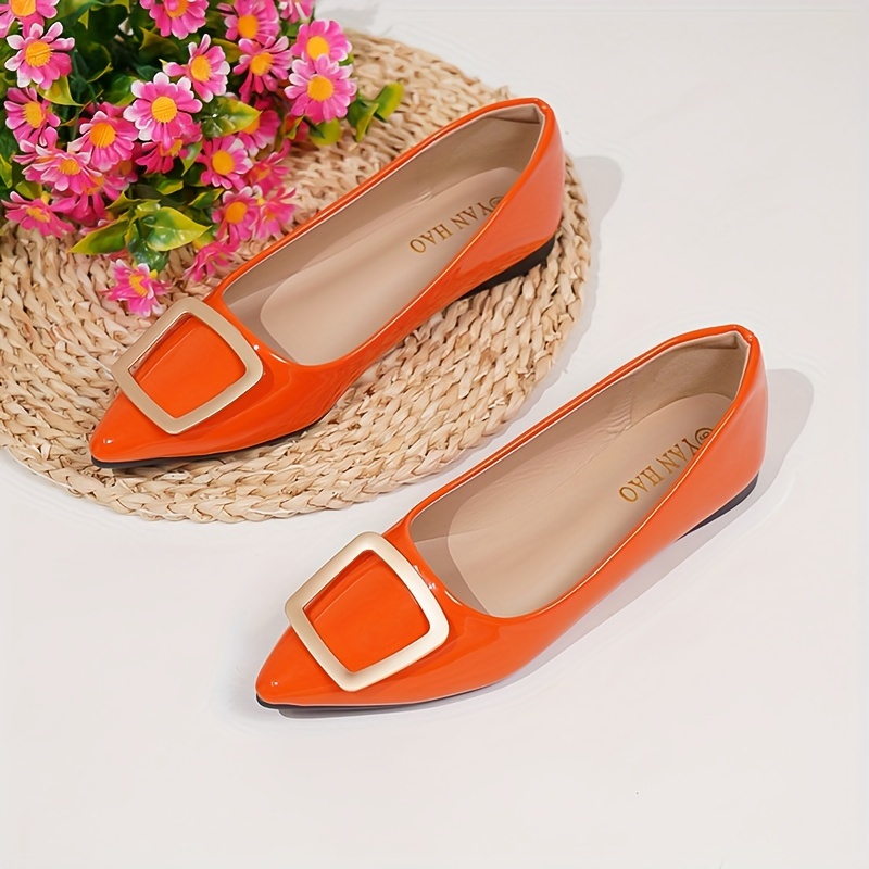 

Women's Buckle Decor Flat Shoes, Elegant Point Toe Slip On Shoes, Lightweight & Comfortable Shoes