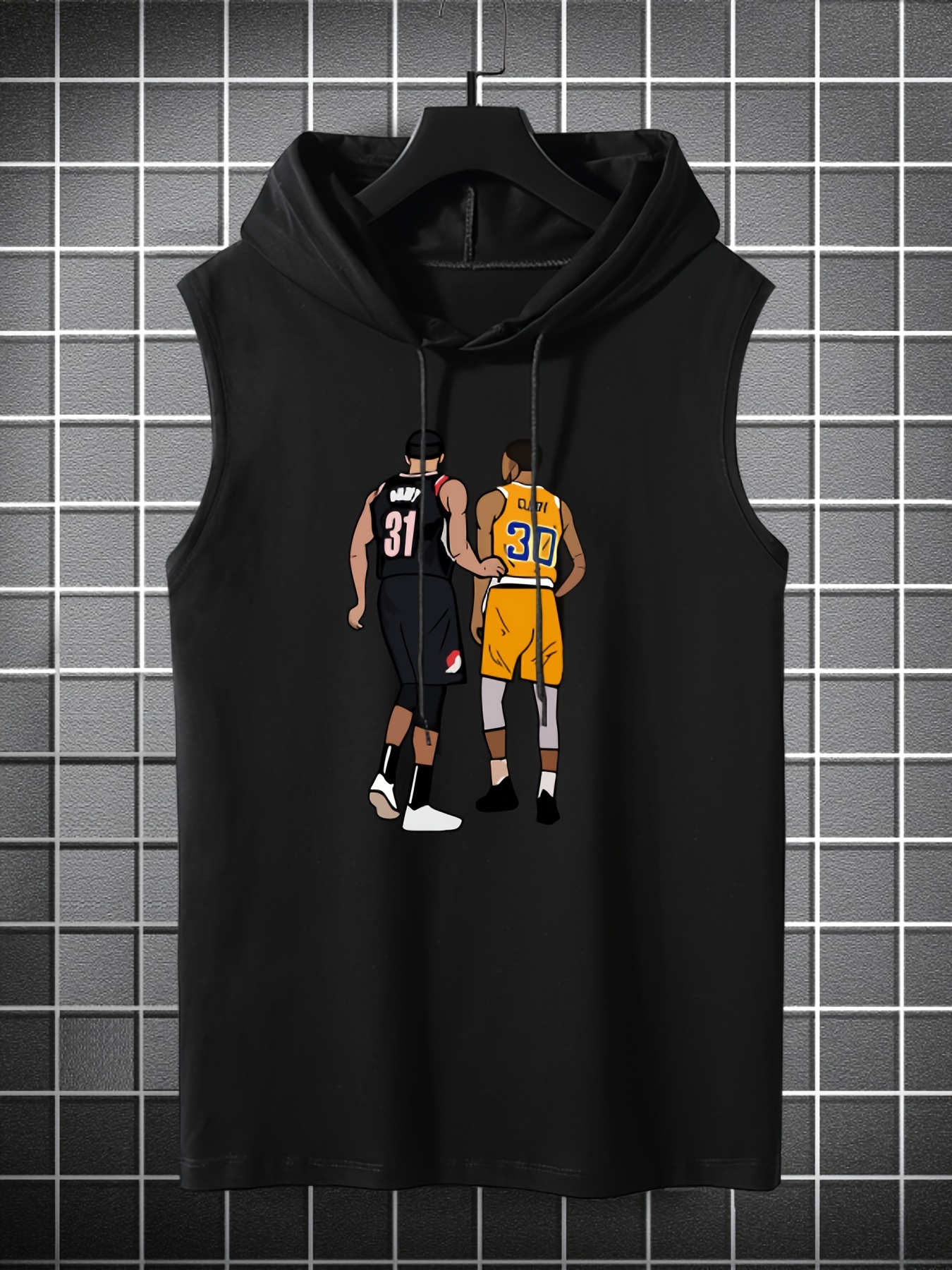 Basketball Player Pattern Hooded Tank Top Men's Casual - Temu Canada