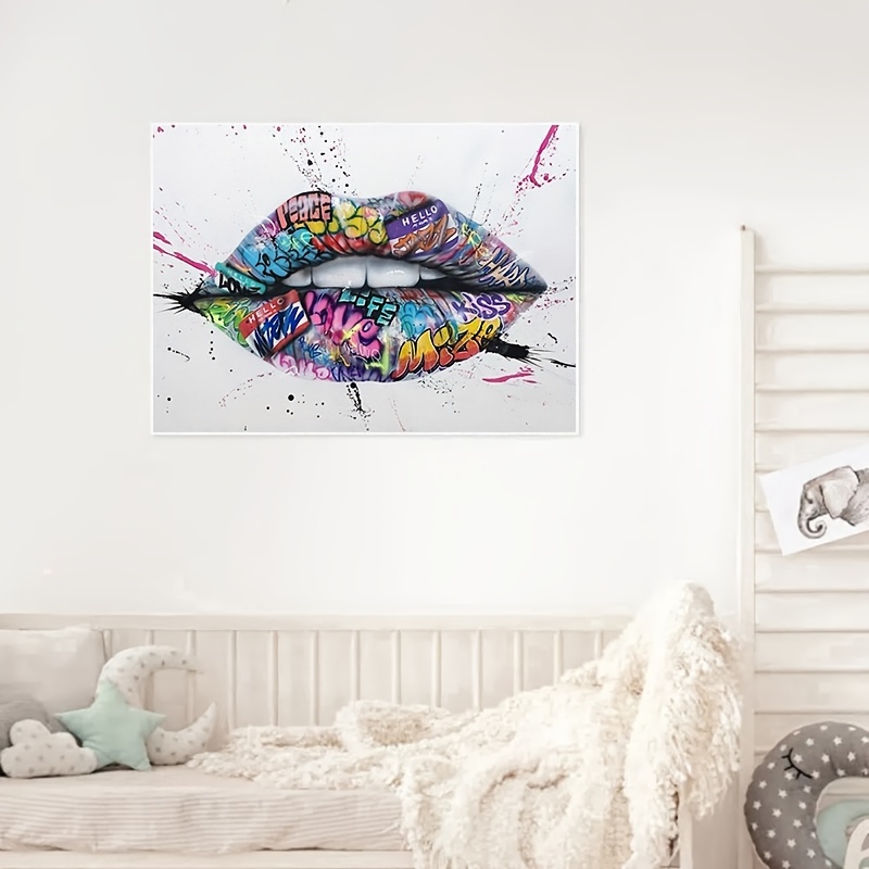 Abstract Street Graffiti Lip Canvas Art Painting Vibrant Wall Decor For Living  Room And Home Temu