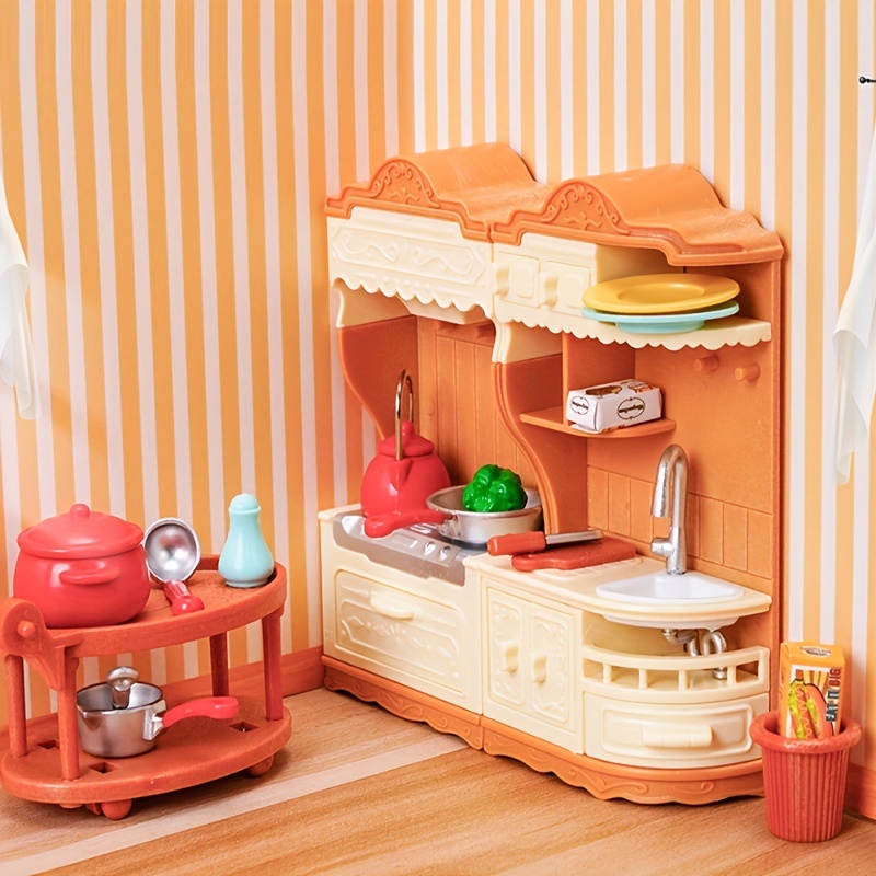 18pcs Kitchen Combo Toys Stove Dishwasher Tableware Dollhouse Play