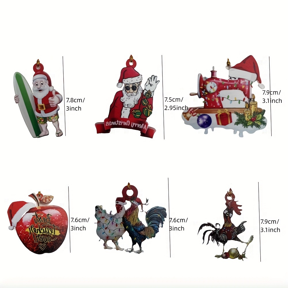 Santa Hanging Ornaments Christmas Tree 2d Christmas Acrylic - Temu