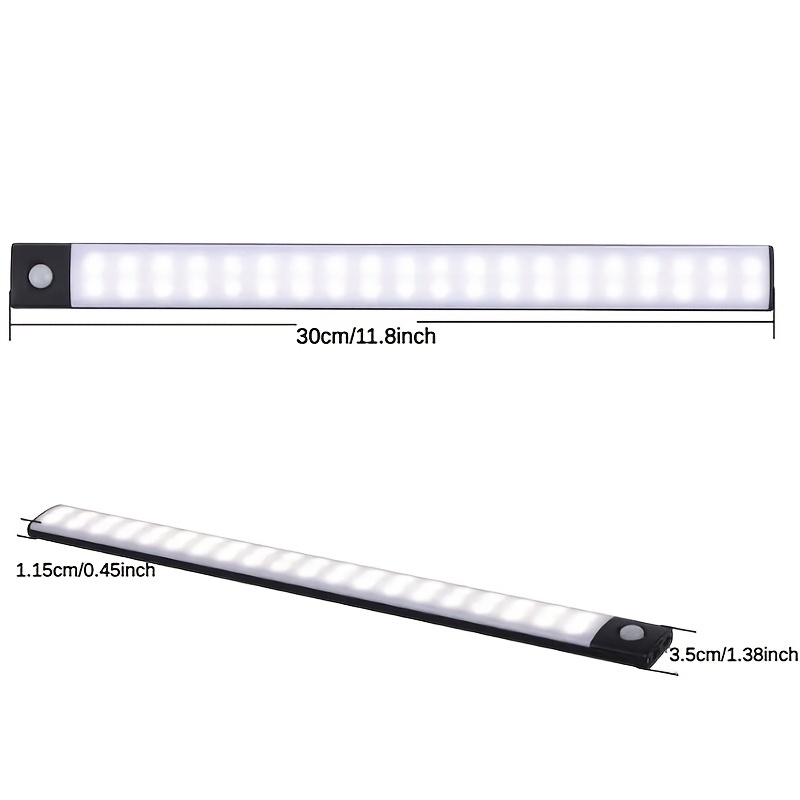 Luces LED recargables con sensor de movimiento para debajo del mostrador,  iluminación de armario, luces de cocina, 20 LED debajo del gabinete, luz