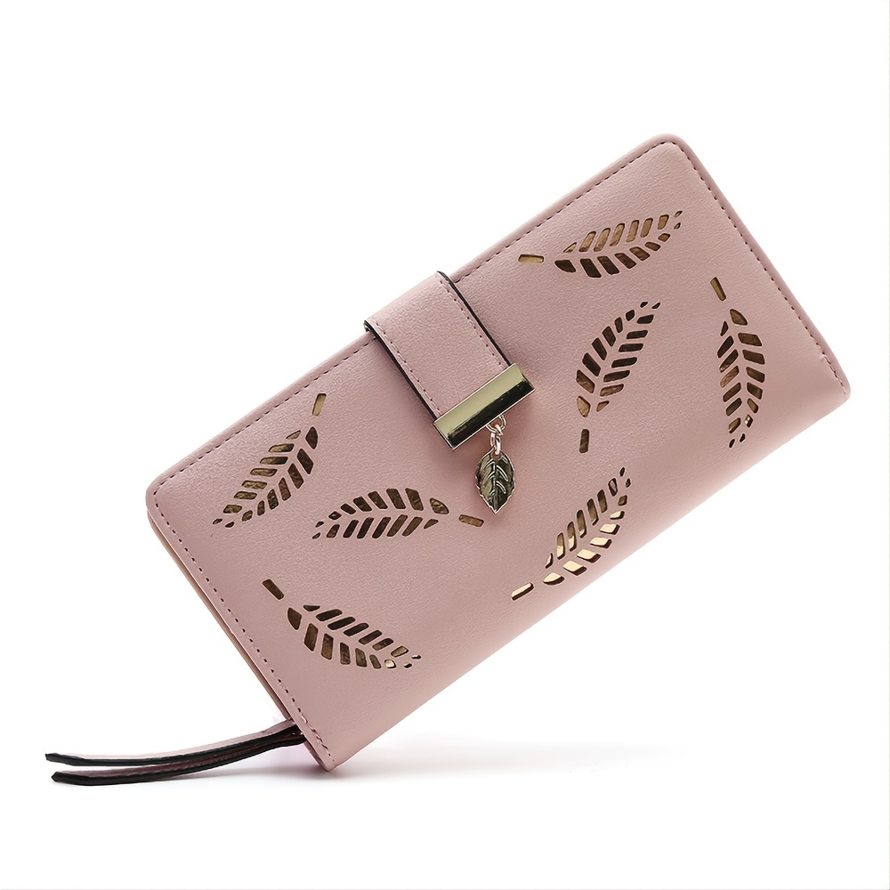 simple fashion golden hollow wallet faux leather modern coin purse multi card holder with zipper unisex bag for daily use details 4