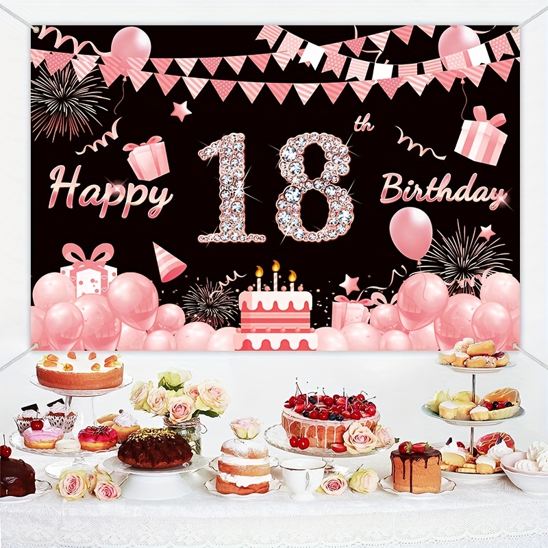 Decoraciones de cumpleaños número 18 para niños y niñas, suministros de  fiesta de cumpleaños 18 con pancarta de feliz cumpleaños y globos del  número