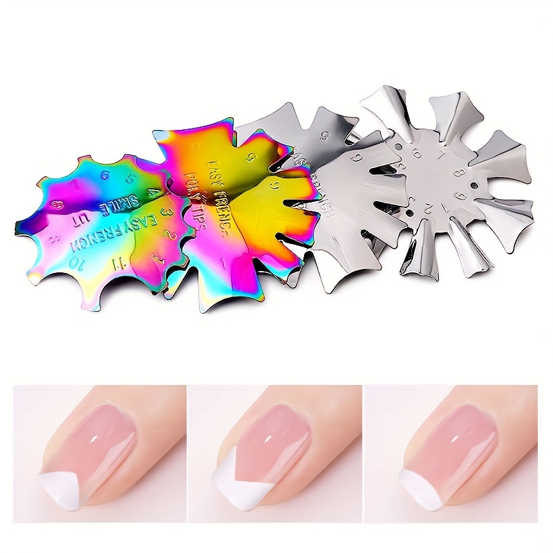 French Tip Stencil Nail Cutter Metal Set of 4 Almond Shape Round
