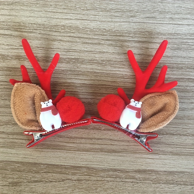 2pcs Christmas Hair Clip Cute Reindeer Antlers Hair Clips, Bobby Pins, Hairpins Christmas Hair Accessories for Girls Women,Bows,Temu