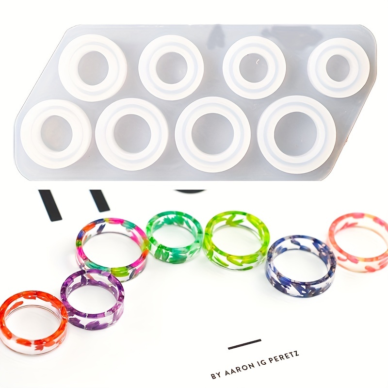 Moldes de anillo de resina de silicona, silicona para resina epoxi, 14  tamaños con caras redondas y rómbicas para hacer anillos, aretes,  colgantes