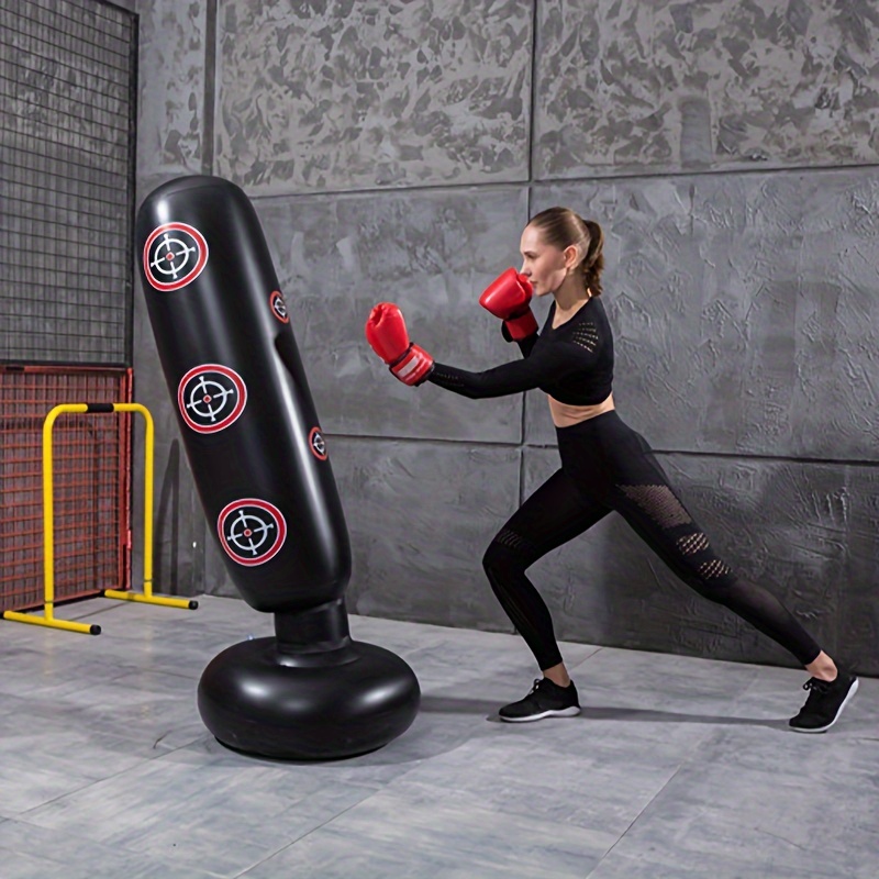 

Freestanding Punching Bag - 1.6m Inflatable Boxing For Adults, Pvc Material, Black, Suitable For 14+ (single Pack)