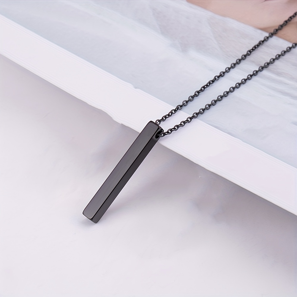 

1pc Simple Black Rectangle Bar Pendant Necklace For Men Women, Unisex Alloy Hip Hop Fashion Jewelry, Birthday Gift For Brother Boyfriend Girlfriend
