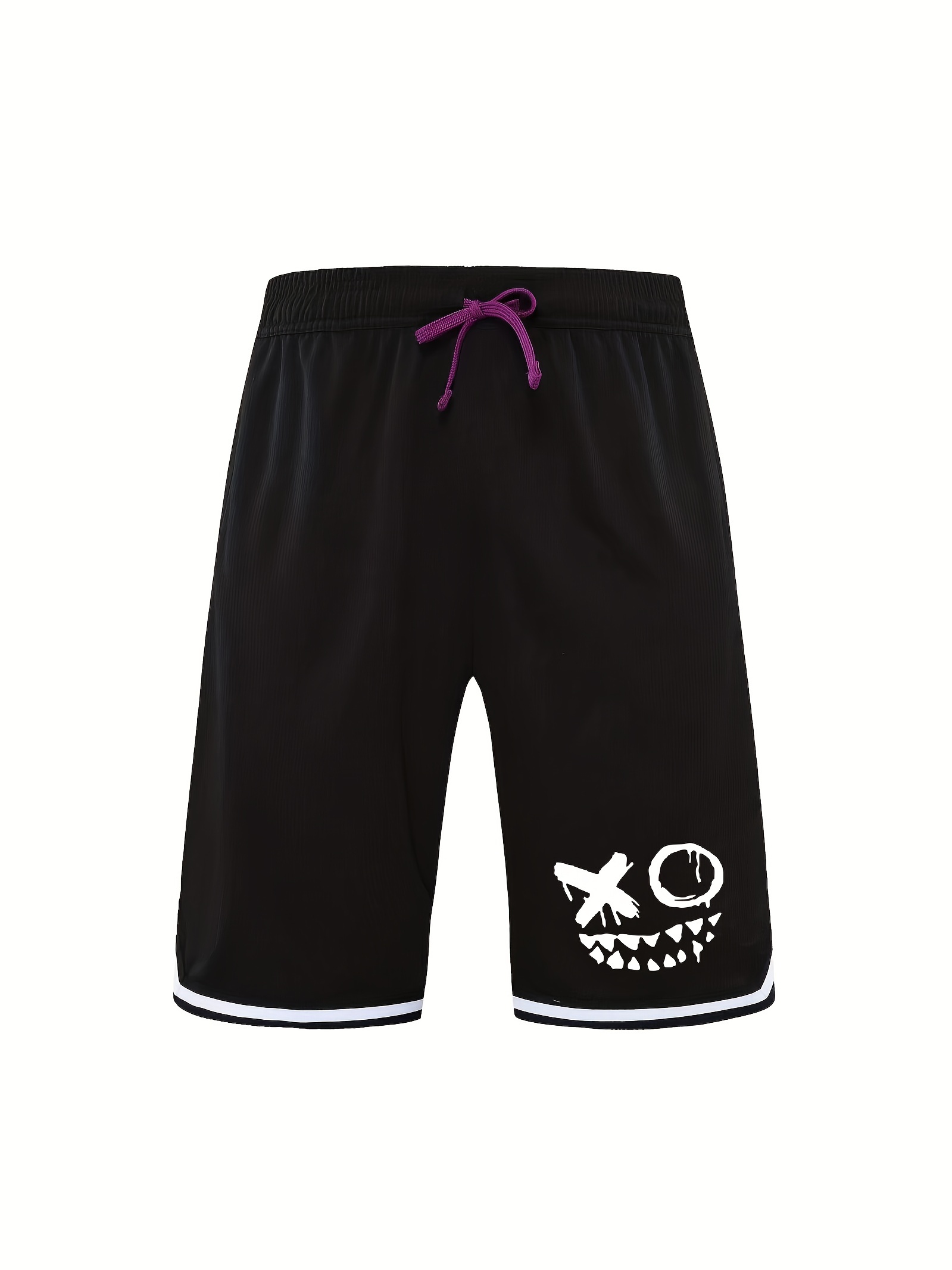 Loose Fit Knee Long Basketball Shorts Men's Casual Smiling - Temu