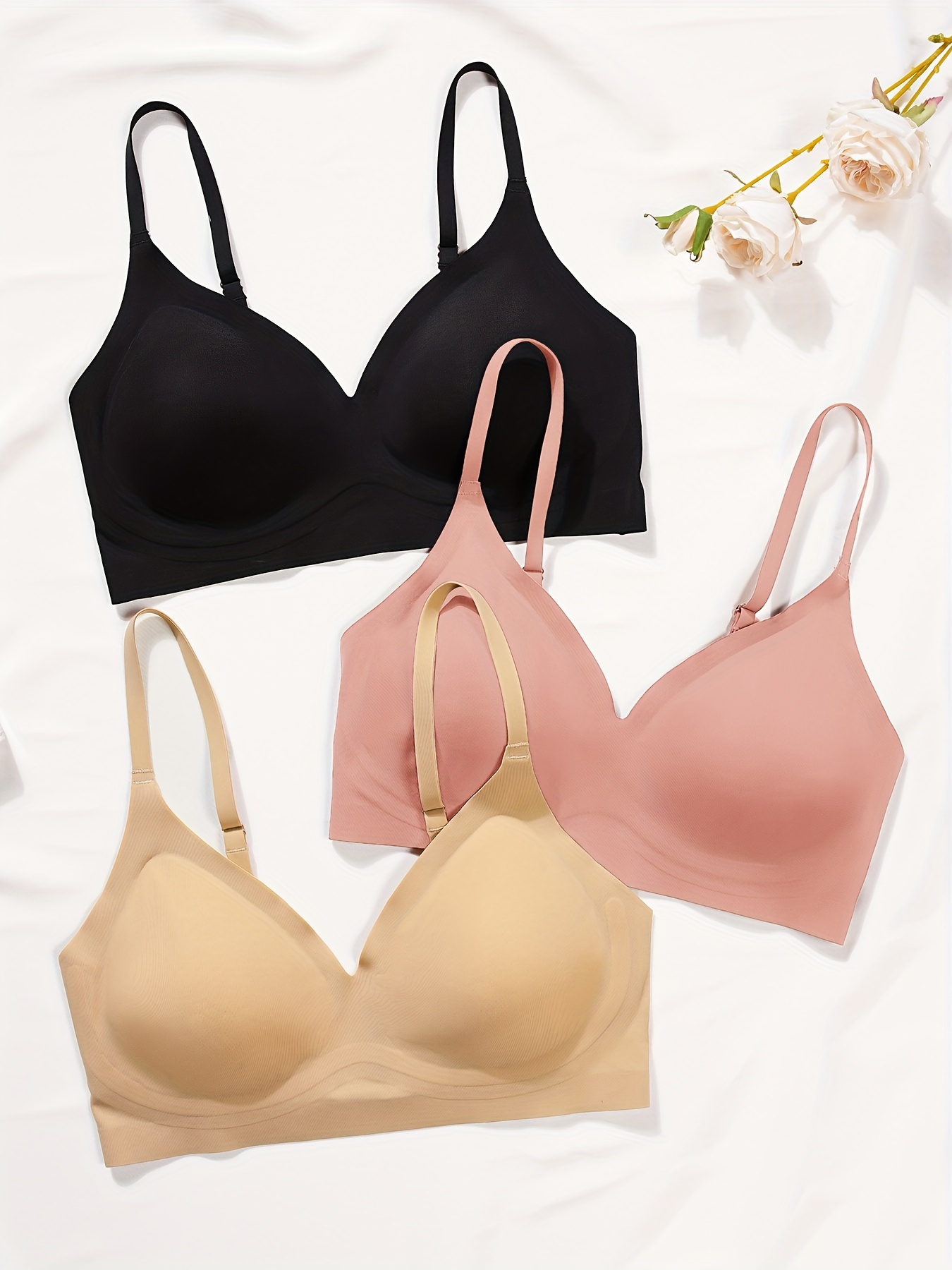 Seamless Solid Wireless Bras Comfy Breathable Push Intimates - Temu