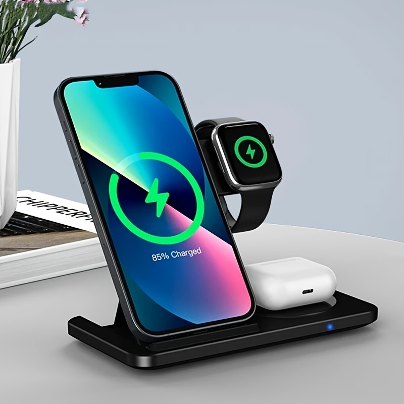 Wireless Charging Station for Apple - 3 in 1 Wireless Charger Stand Dock  Watch and Phone Charger Station for Apple Watch 8/7/SE/6/5/4/3/2, iPhone 15