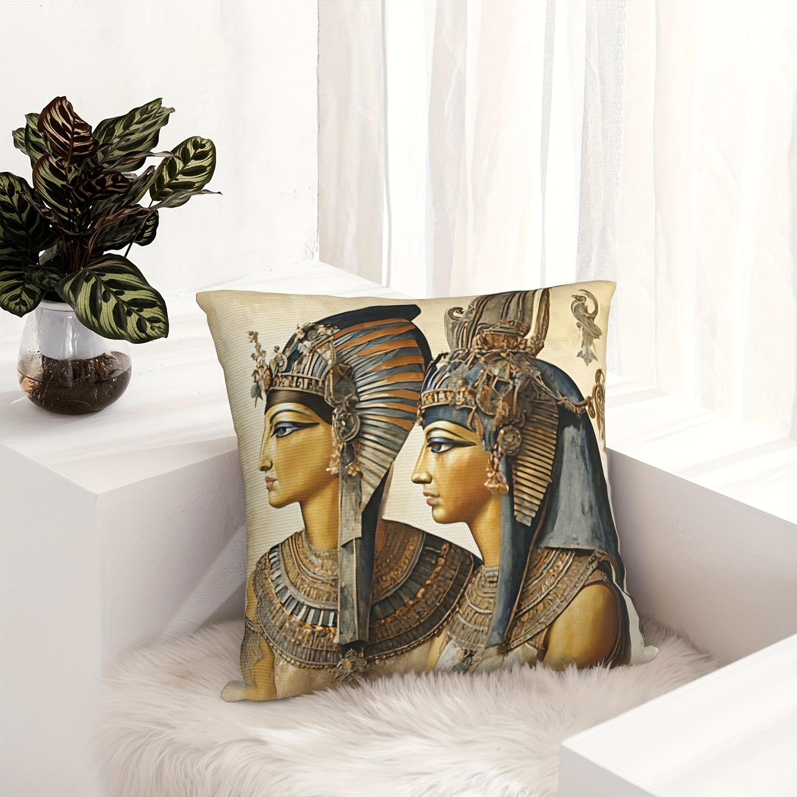 

1pc Egyptian Ancient Design Element Decoration Pillowcase For Home Decoration, Living Room Decoration Pillow, Bedroom, Sofa, Bed, Chair, 18 X 18 Inches