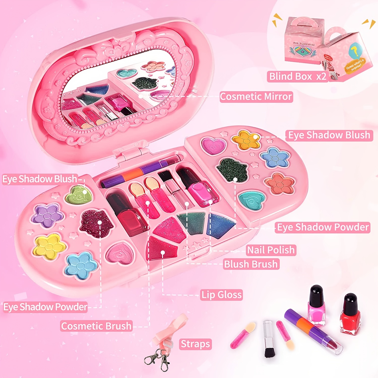 Kids Makeup Kit For Girls, Real Washable Makeup Toy For Little Girl  Princess Play Make Up Birthday Gift Toy For Toddler Kid Girls Children Age  4 5 6