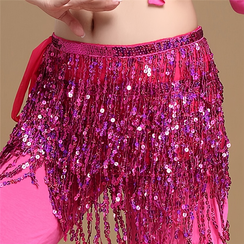 Women's Sequins Fringe Dance Skirts Belly Dance Fringe - Temu