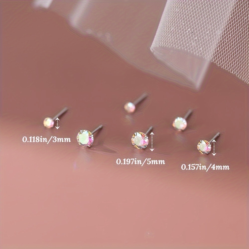 Cercei rotunzi tip stud, argint 925, iridescenti si stralucitori, hipoalergenici - Pereche