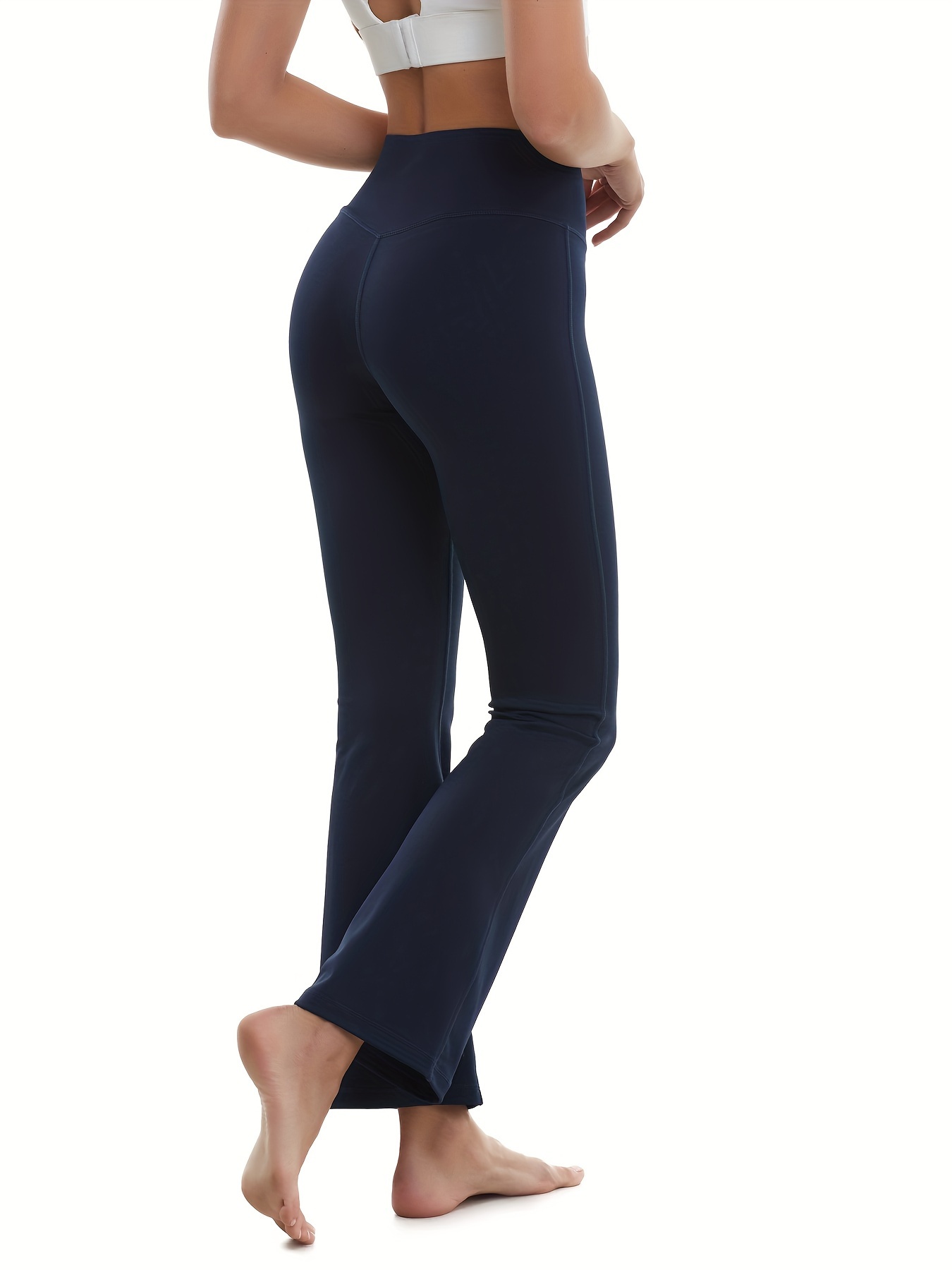 High Waist Bootcut Leggings Solid Color Sports Fitness Yoga - Temu