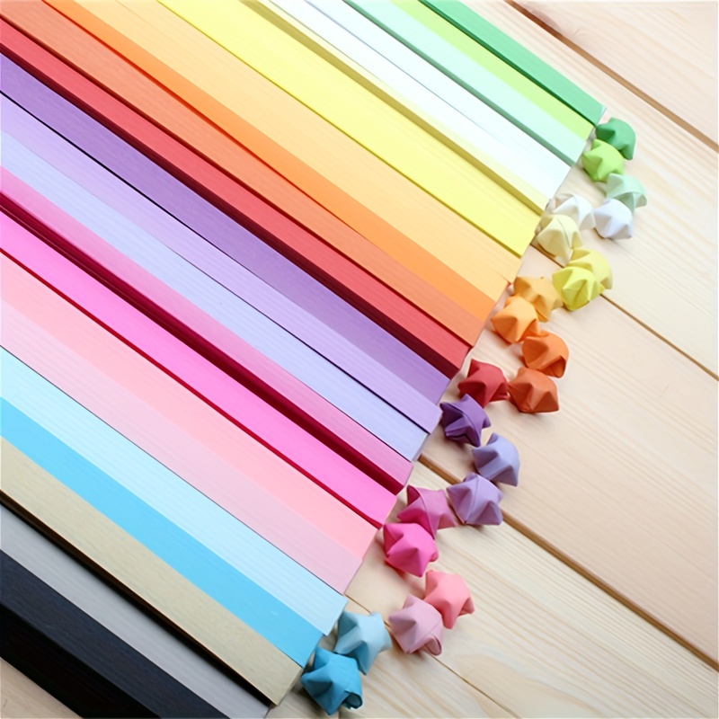 540 Sheets Rainbow Origami Star Paper Strips with Glass Wishing Bottle for  Birthday Gift Room Decoration 
