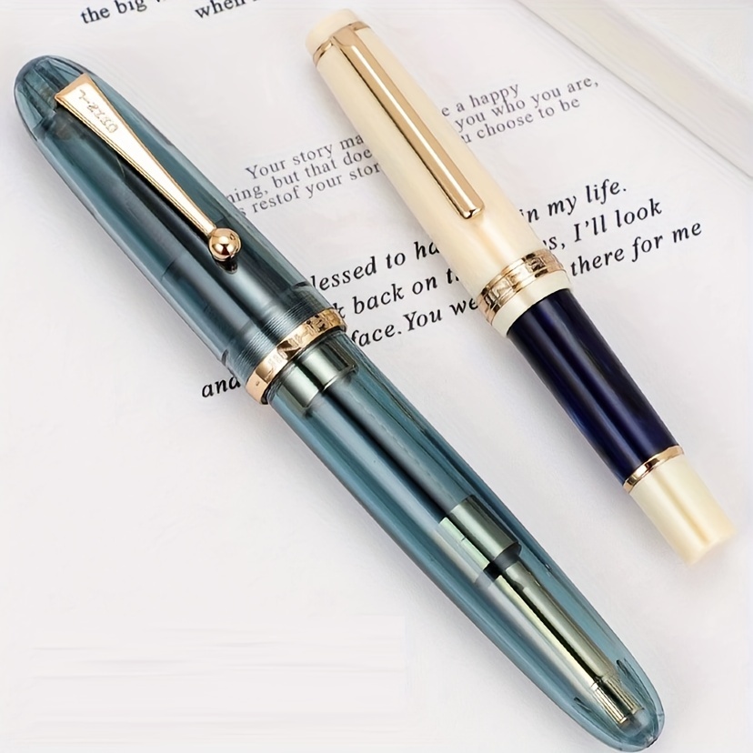 1pc 9019 Series Transparent Blue Acrylic Gold Trim Iridium Nib 